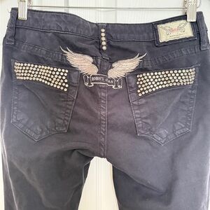 Robin's Jean Silver Embellished Black Straight Leg Jeans